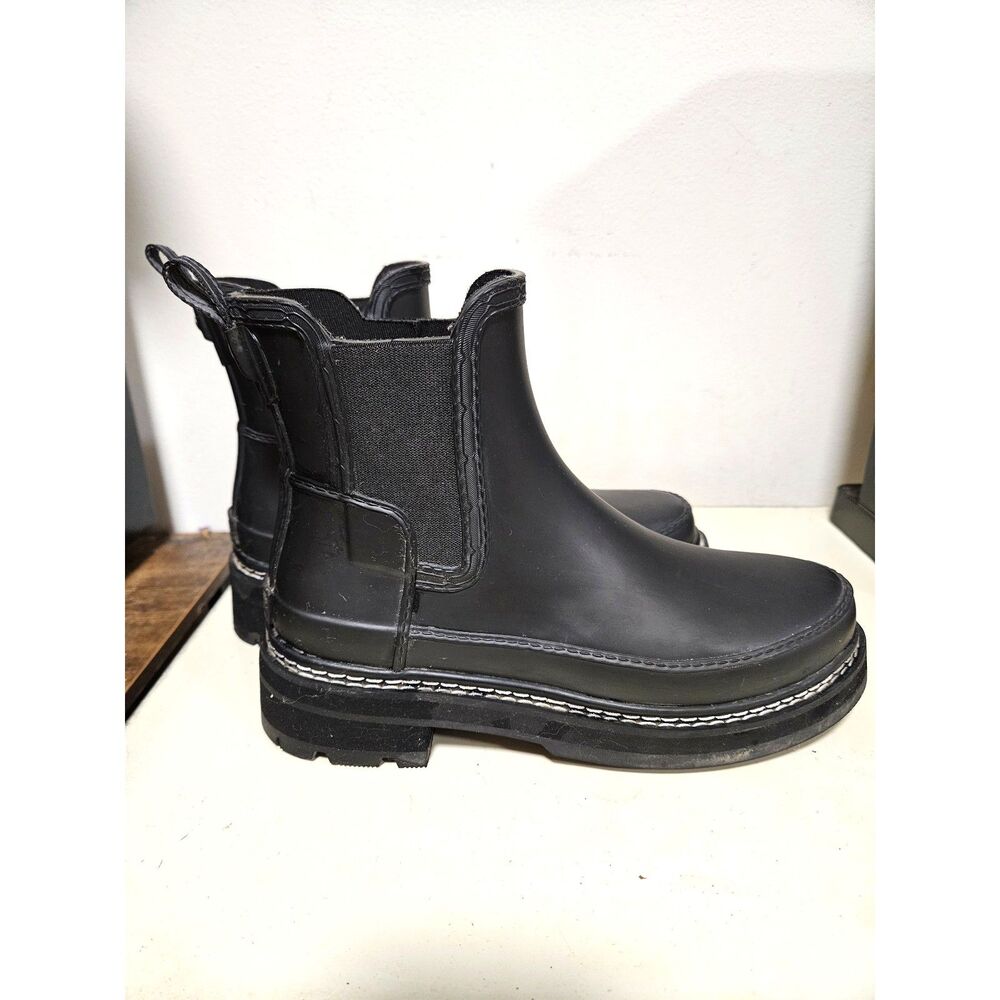 Hunter Matte Grey Chelsea Rain Boots Waterproof Refined Stitch Womens Size 8